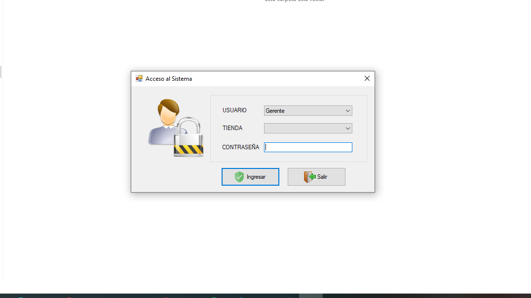 Pantalla de acceso del ERP optico